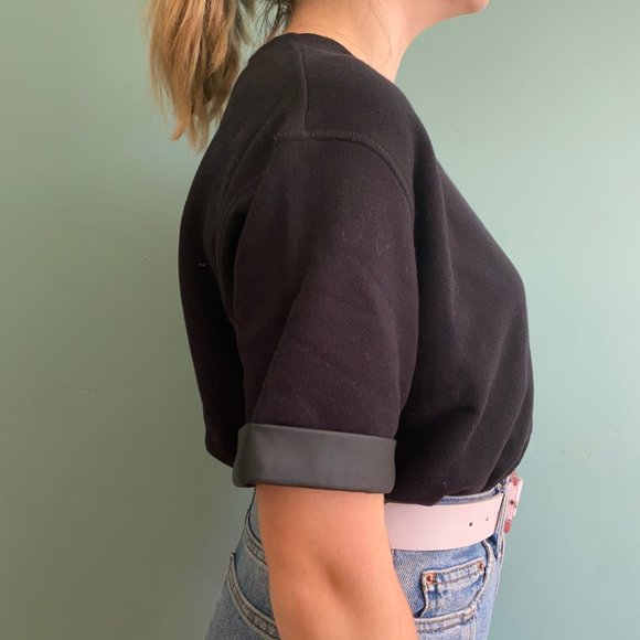 VINCE black crewneck with leather details - Picture 3 of 6